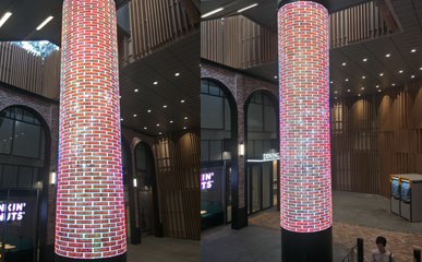 918博天堂P2.5柔性LED圓柱屏亮相韓國地鐵站